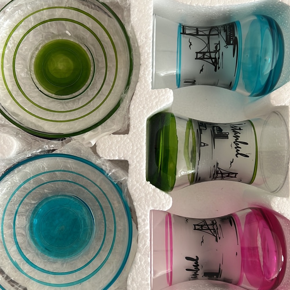 6 sets of tea cups saucers from Turkey. 6 different colors. - Picture 3 of 4